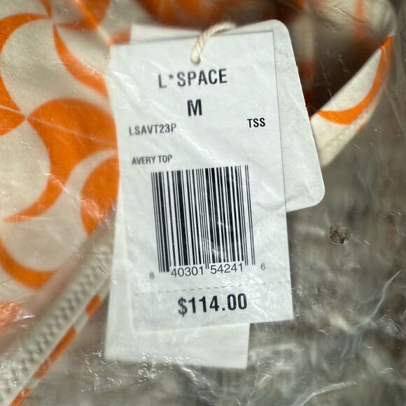 NWT L*Space Avery Bikini Top Orange and White Size Medium - Picture 8 of 8